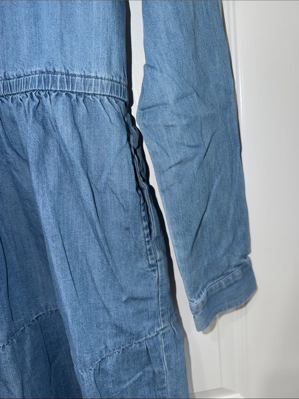 Lands' End Light Blue Denim Shirt Dress girls size XLarge 14-16